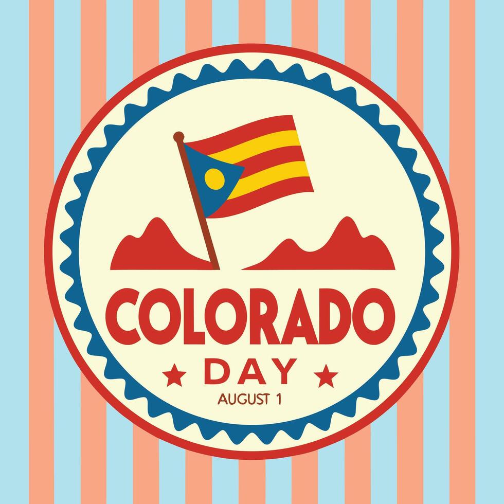 Colorado Day Illustration with Flag, Mountains, and Date vector