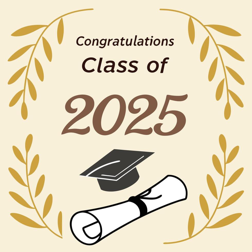 Graduation Congratulations Class of 2025 with Laurel Wreath vector