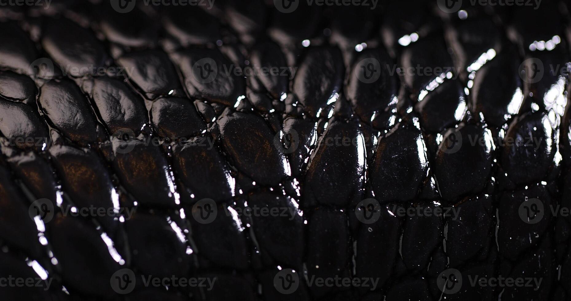 genuine black leather imitating crocodile leather for making objects photo