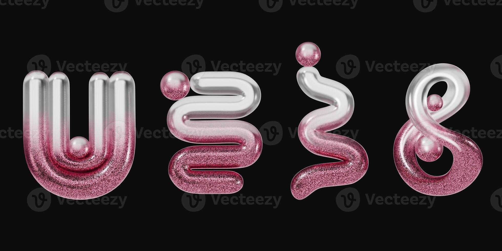Decoration geometry set pink white element for design pack isolated background 3d rendering photo