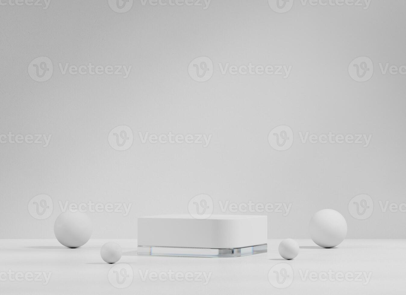Minimal Square White Podium Platform For Product Display Showcase 3D Rendering photo