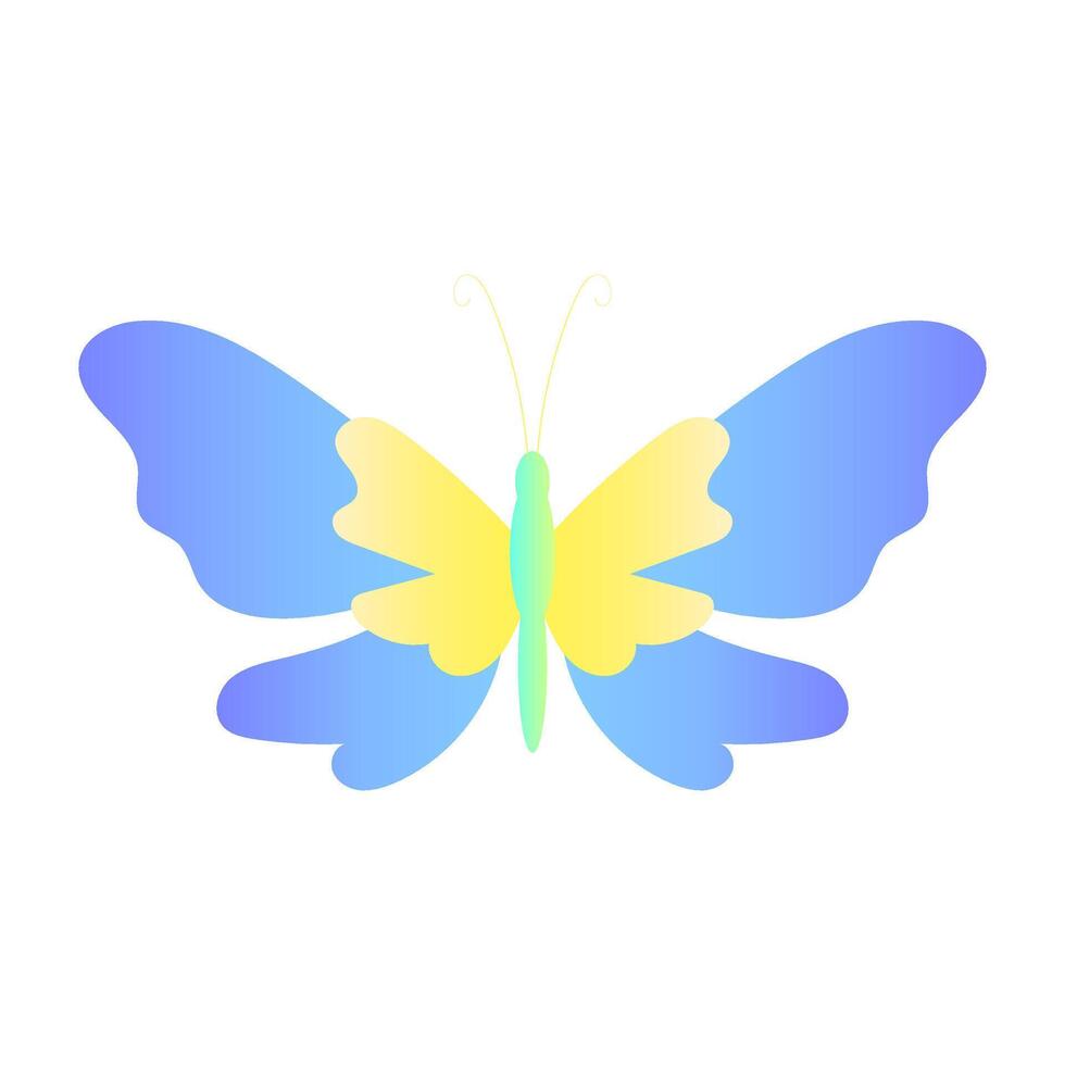 Stylized Butterfly with Blue and Yellow Gradient Wings vector