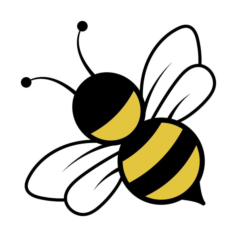 Cute Cartoon Bee Illustration. This illustration features a delightful cartoon style bee, depicted in a simple yet expressive design. vector