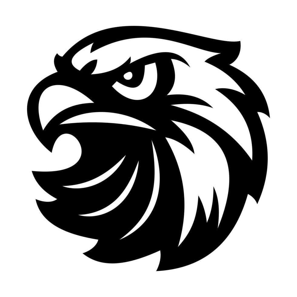 Aggressive Eagle Head Illustration. Bold black and white illustration of an aggressive eagle head in a stylized, graphic design. vector