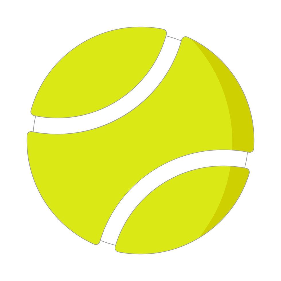 Tennis Ball Illustration. A bright yellow tennis ball illustration with smooth white curved lines and subtle shadow effects. vector