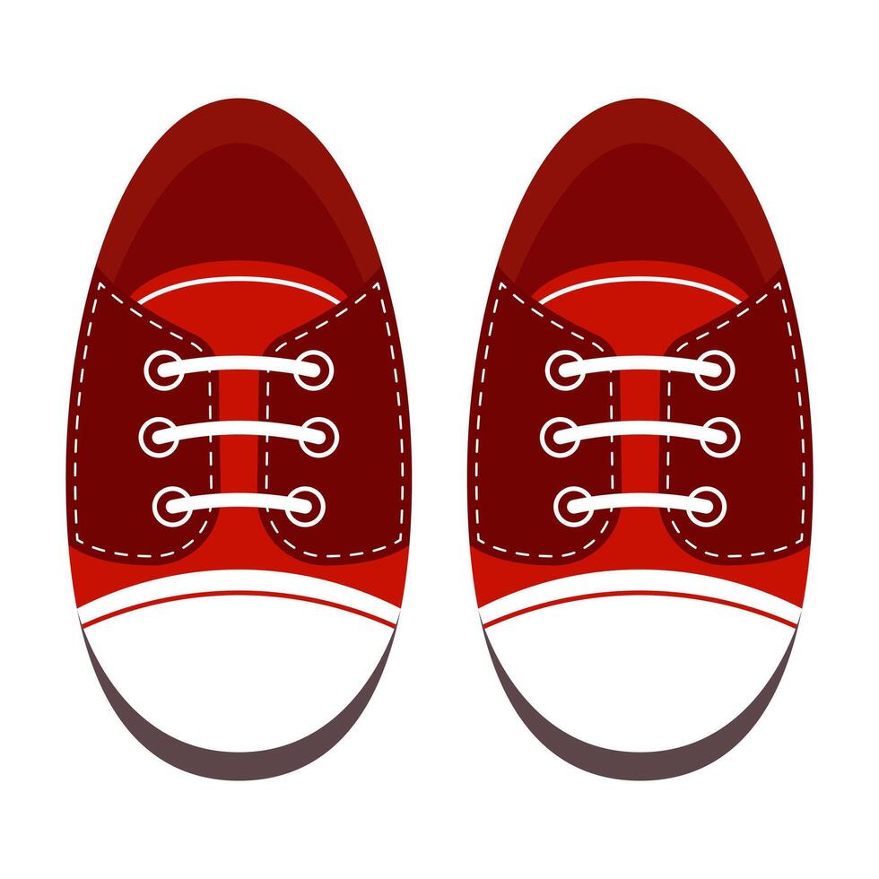 Red Sneakers Top View Illustration. An illustration of a pair of red sneakers viewed from the top. vector