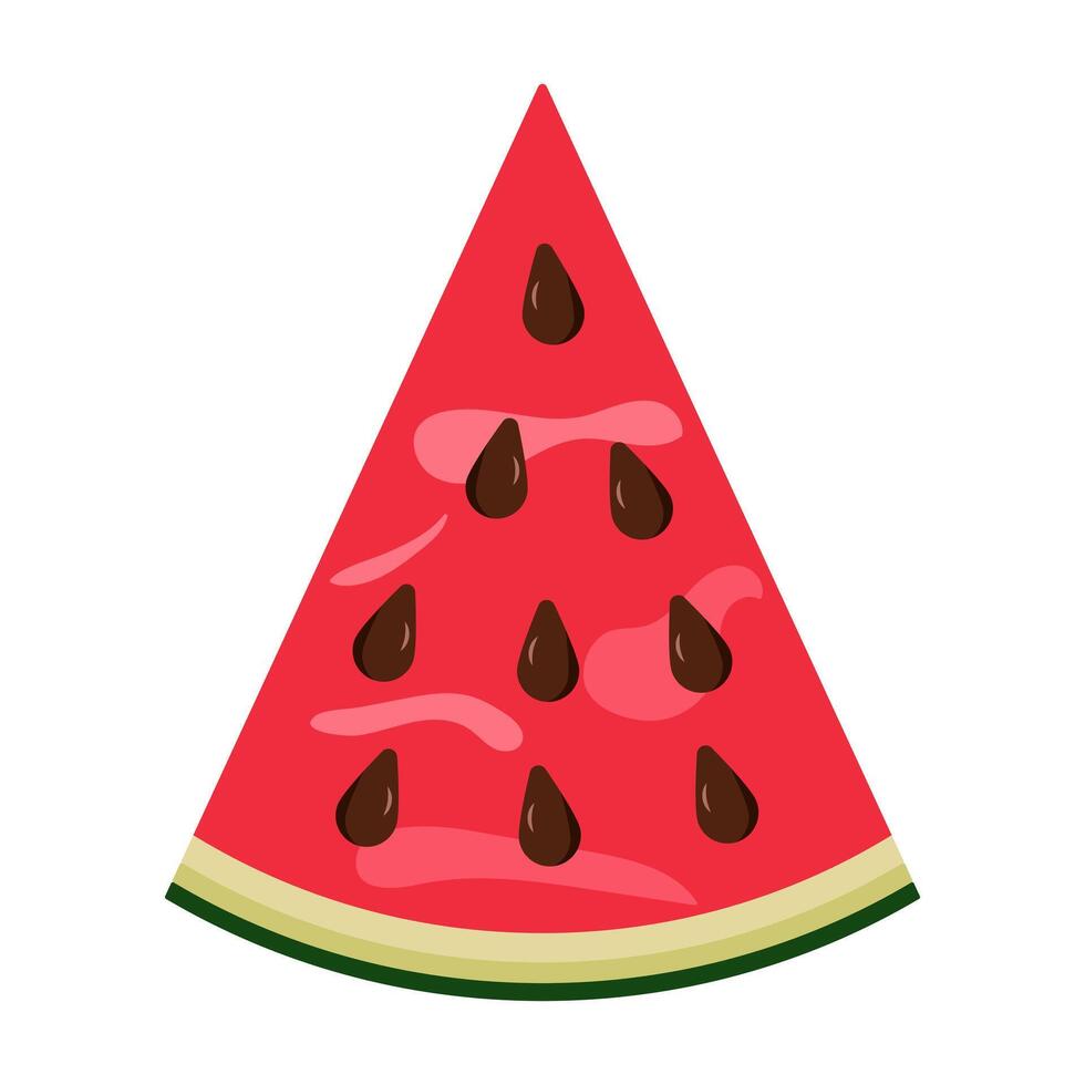 Watermelon Wedge Illustration. A colorful and stylized illustration of a single triangular slice of watermelon. vector