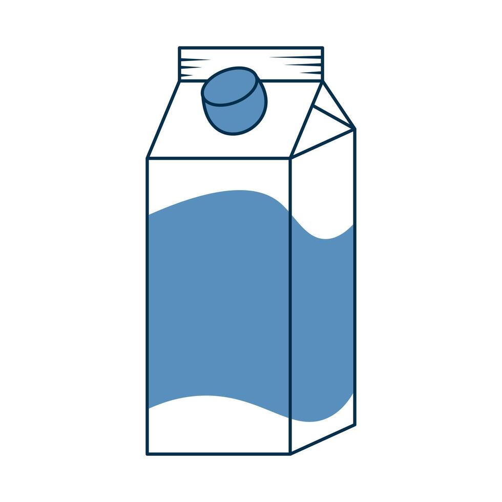 Blue Milk Carton with Cap Illustration. This minimalist illustration features a rectangular milk carton with clean, geometric lines and a modern, flat design. vector