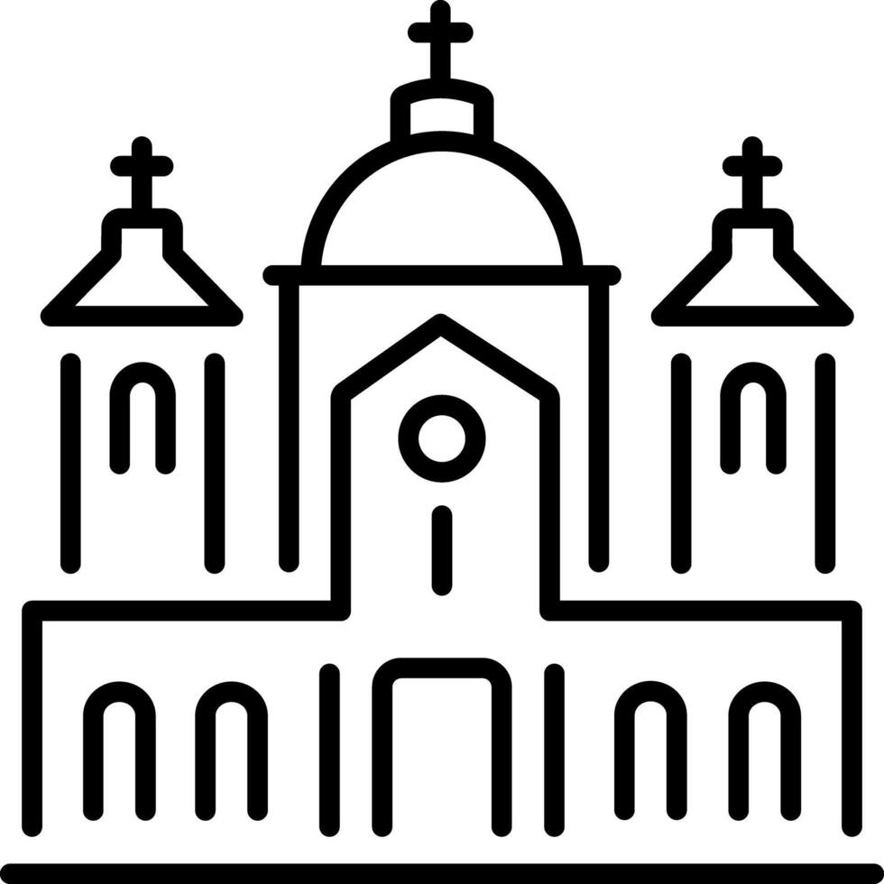 An outline style icon depicting church vector