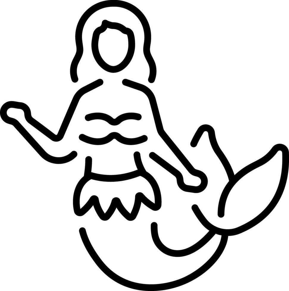 A outline style icon depicting mermaid vector