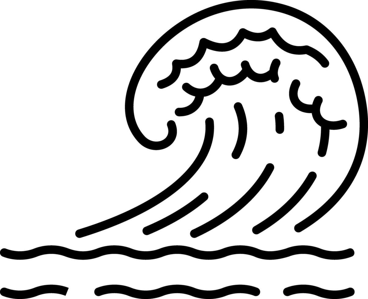 A line style icon representing ocean wave vector