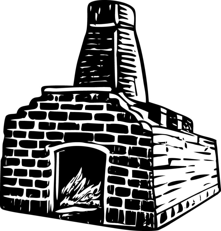 A vintage style illustration showing brick kiln vector
