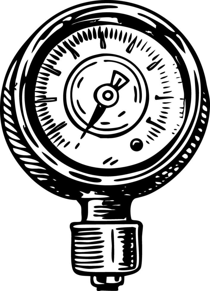 A vintage style illustration showing pressure gauge vector