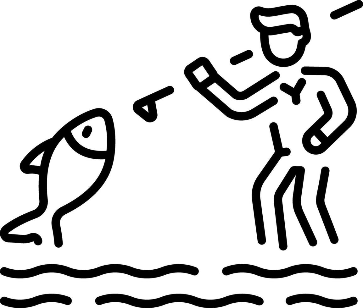 A trendy outline style icon depicting fishing vector