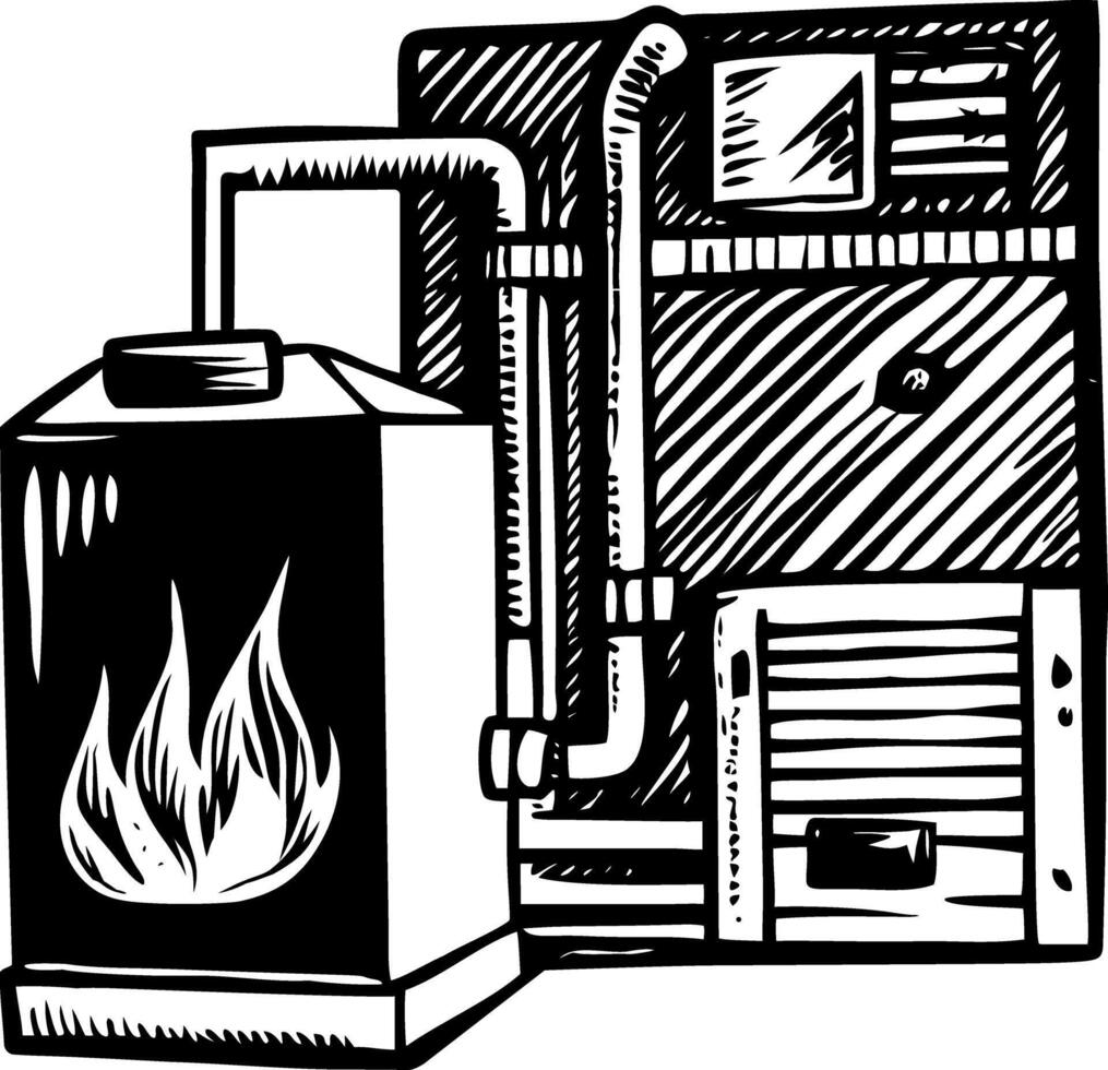A glyph style illustration representing boiler room vector