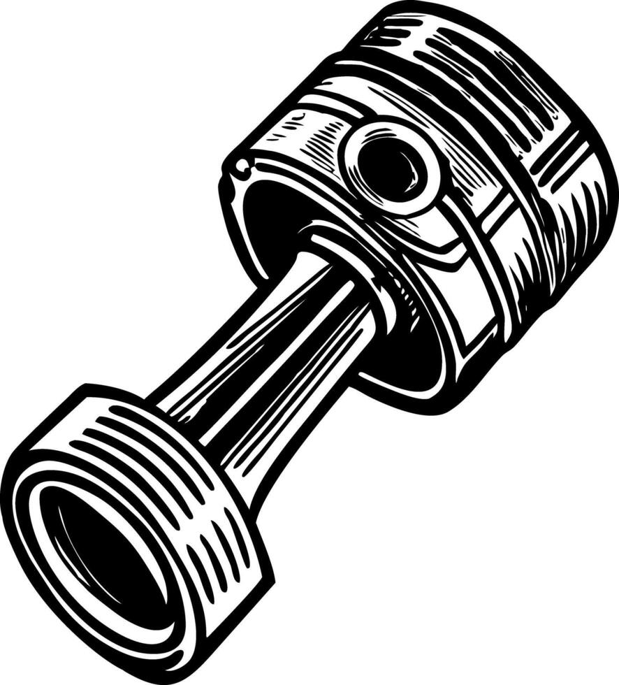 A vintage style illustration showing piston rod vector