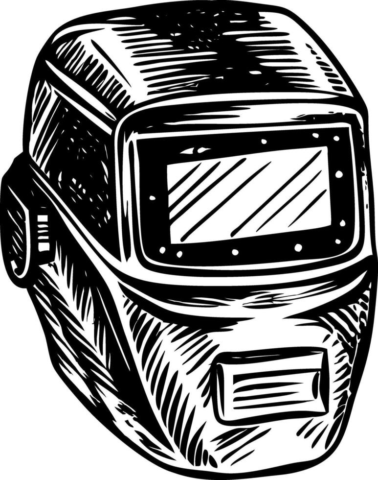 A trendy vintage style illustration showing welding mask vector