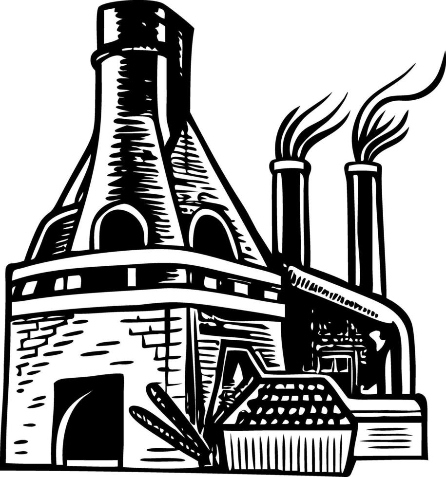 A vintage style illustration showing industry vector