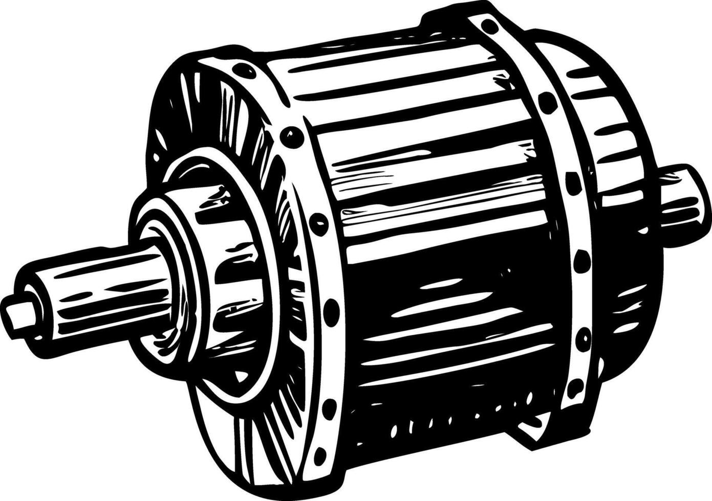 A vintage style illustration showing rotary motor vector
