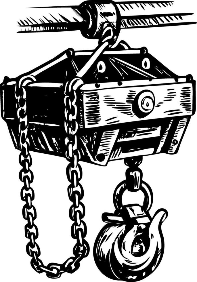 A vintage style illustration showing chain lever vector
