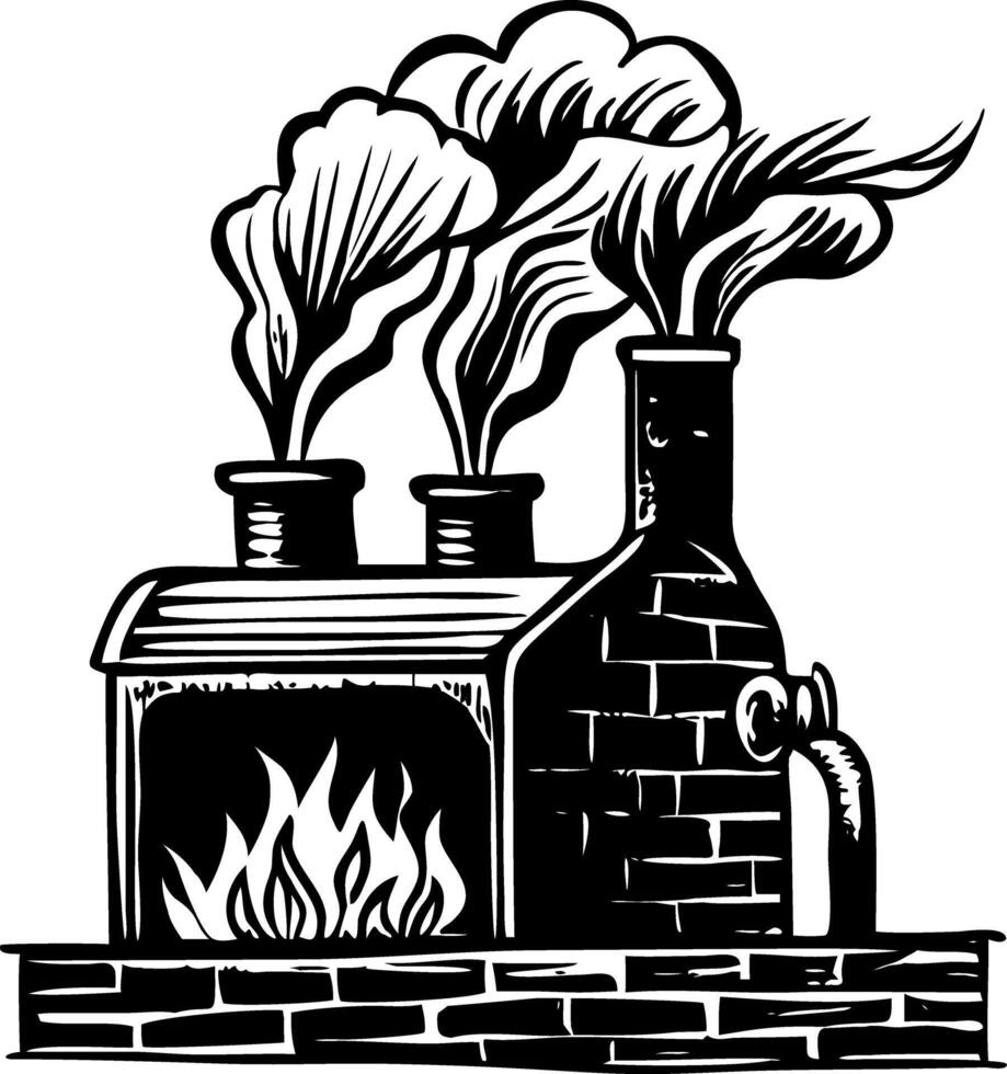 A glyph style illustration representing factory furnace vector