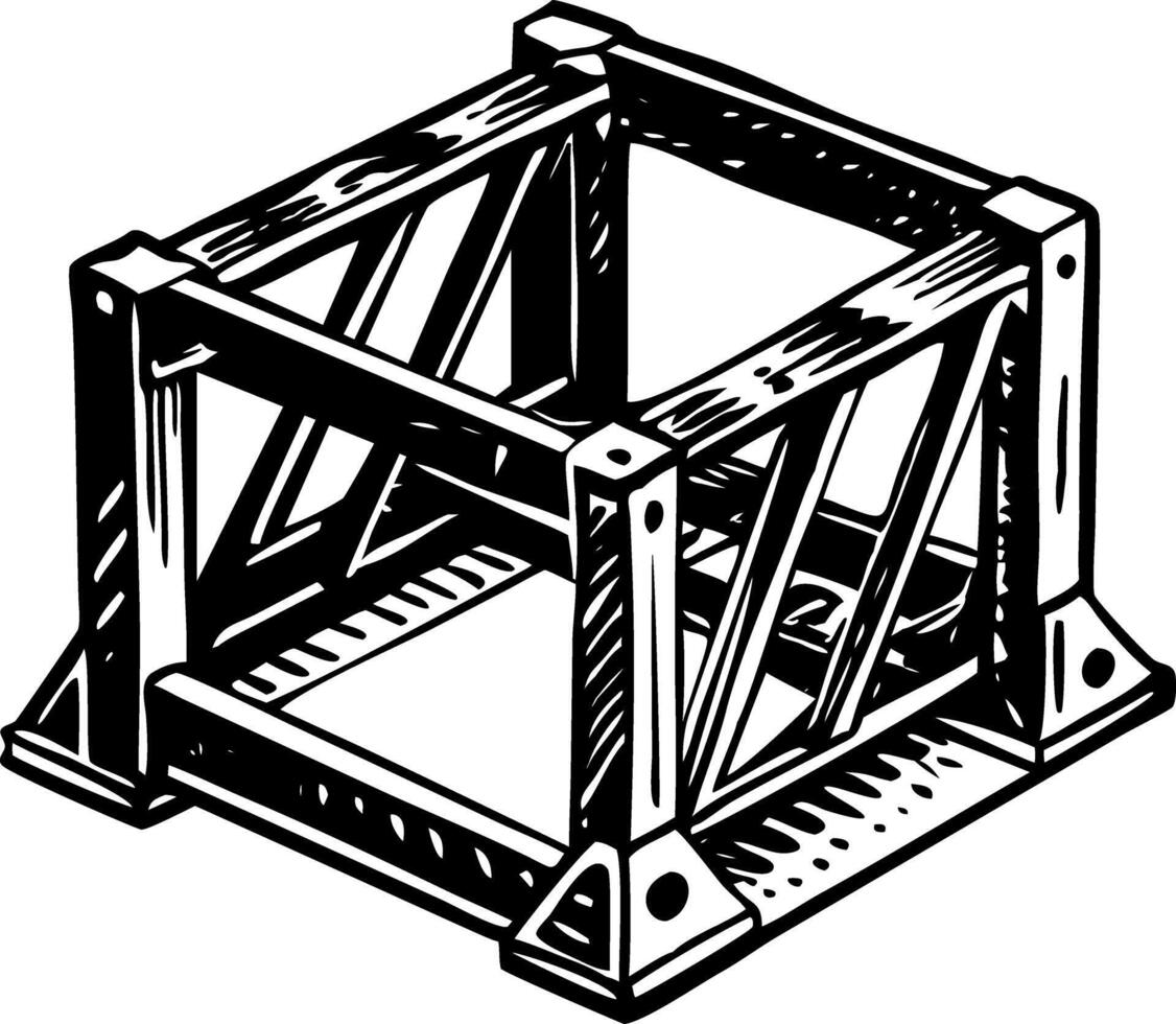 A vintage style illustration showing steel frame vector