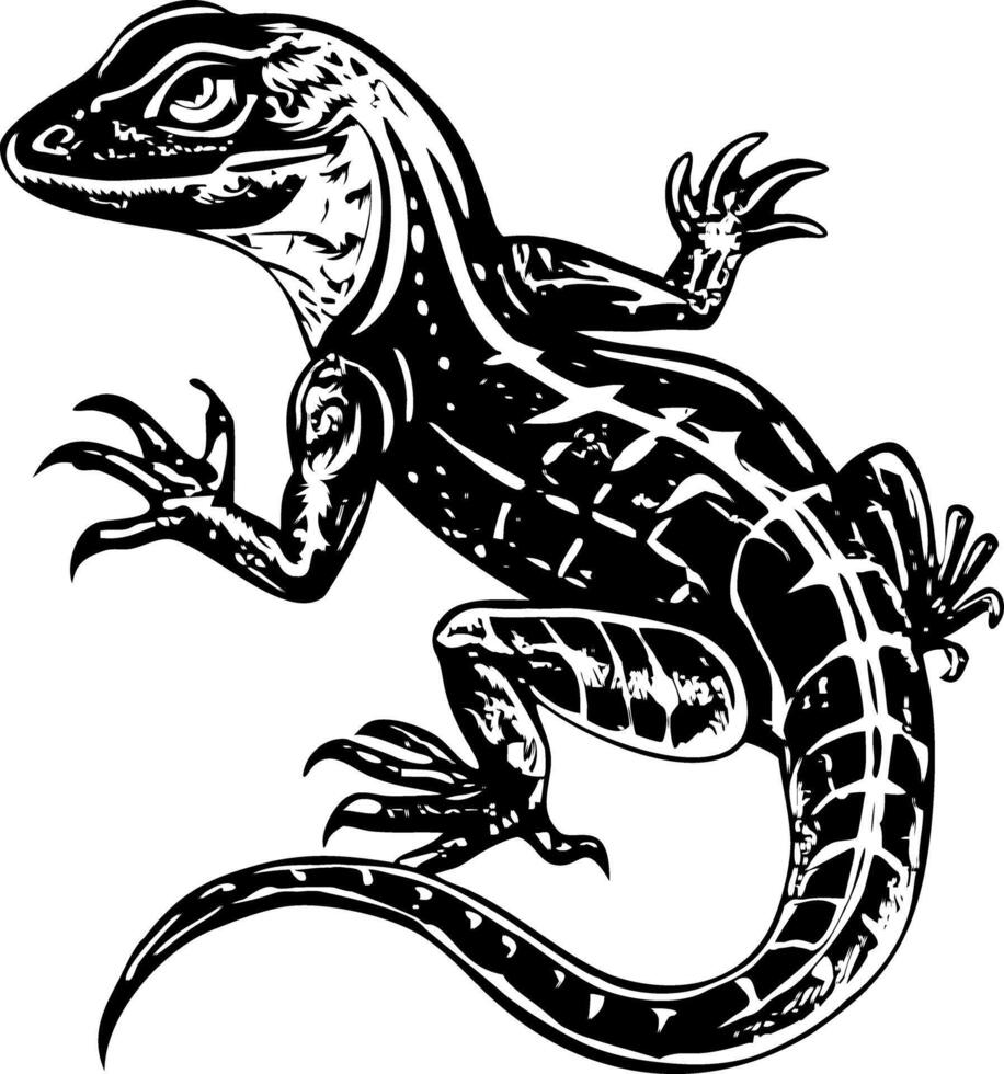 A vintage style illustration showing lizard vector