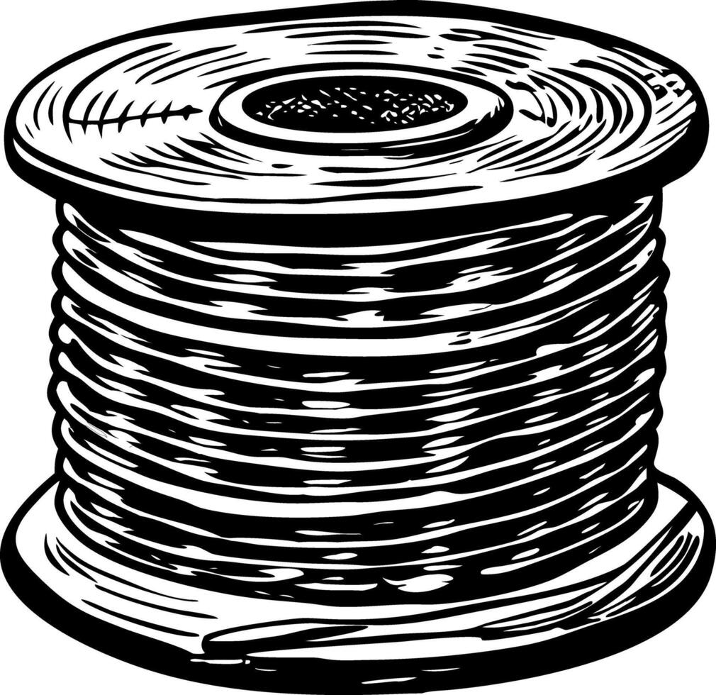 A glyph style illustration representing wire spool vector