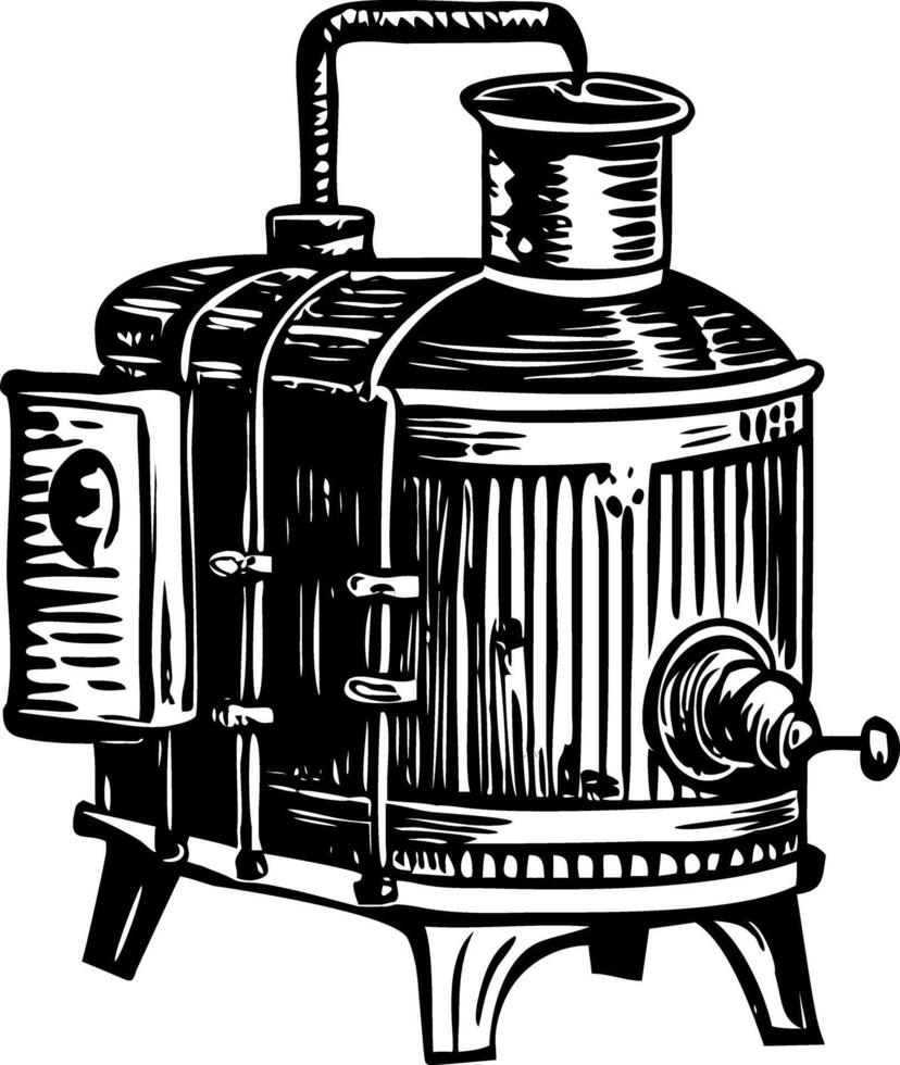 A vintage style illustration showing steam boiler vector