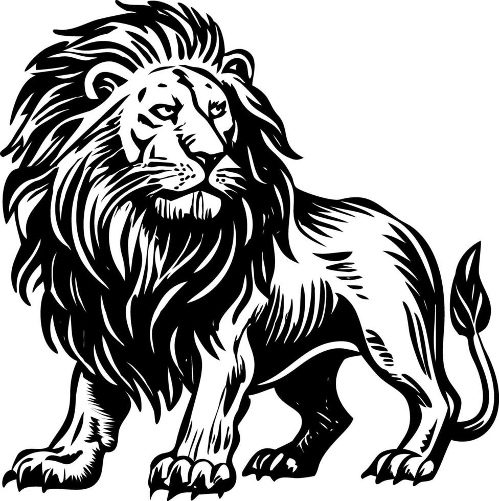 A glyph style illustration representing lion vector