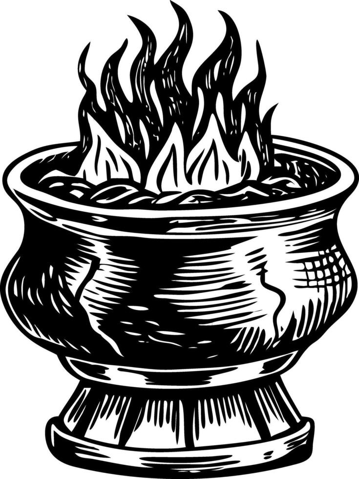 A vintage style illustration showing smelter pot vector