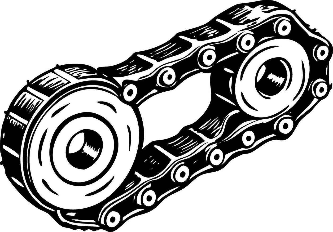 A vintage style illustration showing chain drive vector