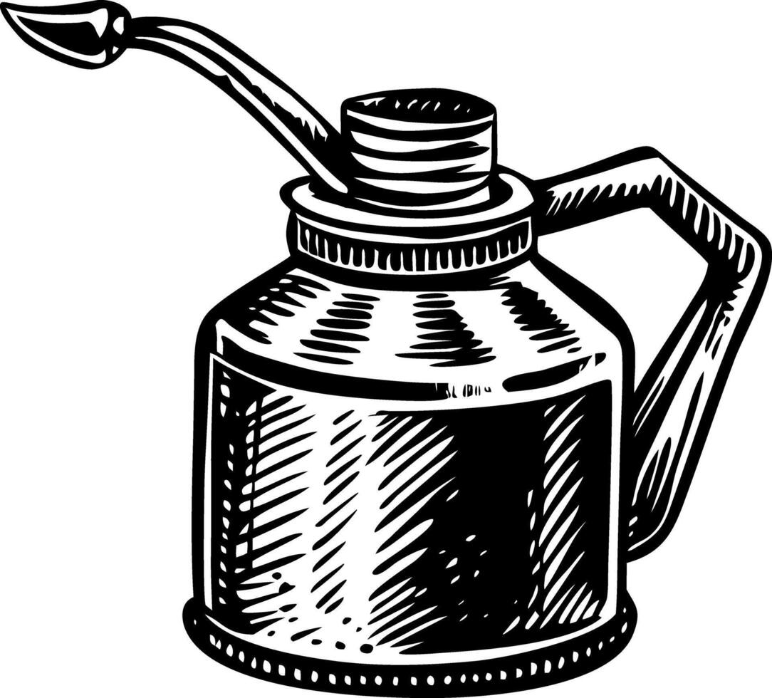 A vintage style illustration showing oil can vector