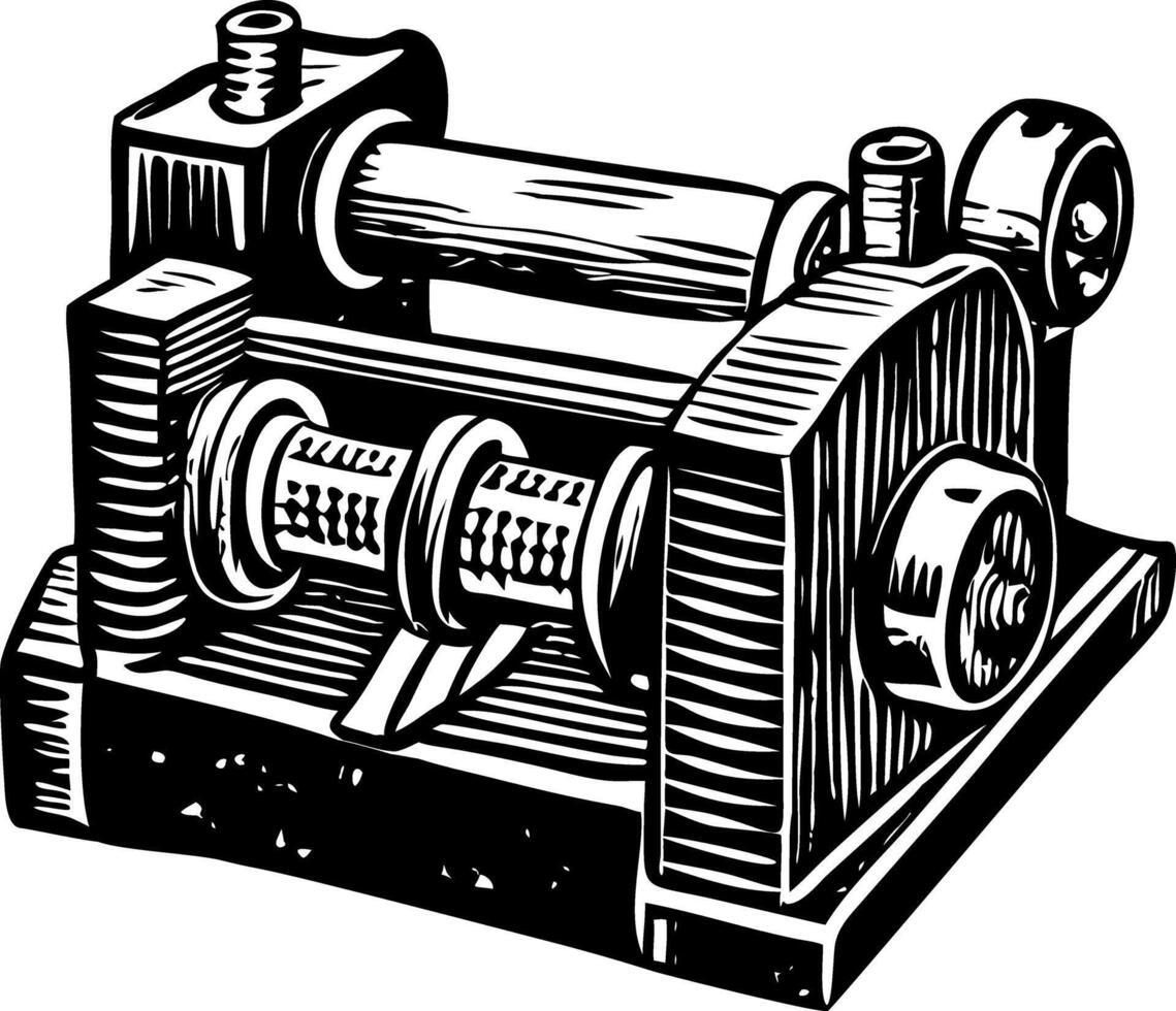 A vintage style illustration showing rolling mill vector