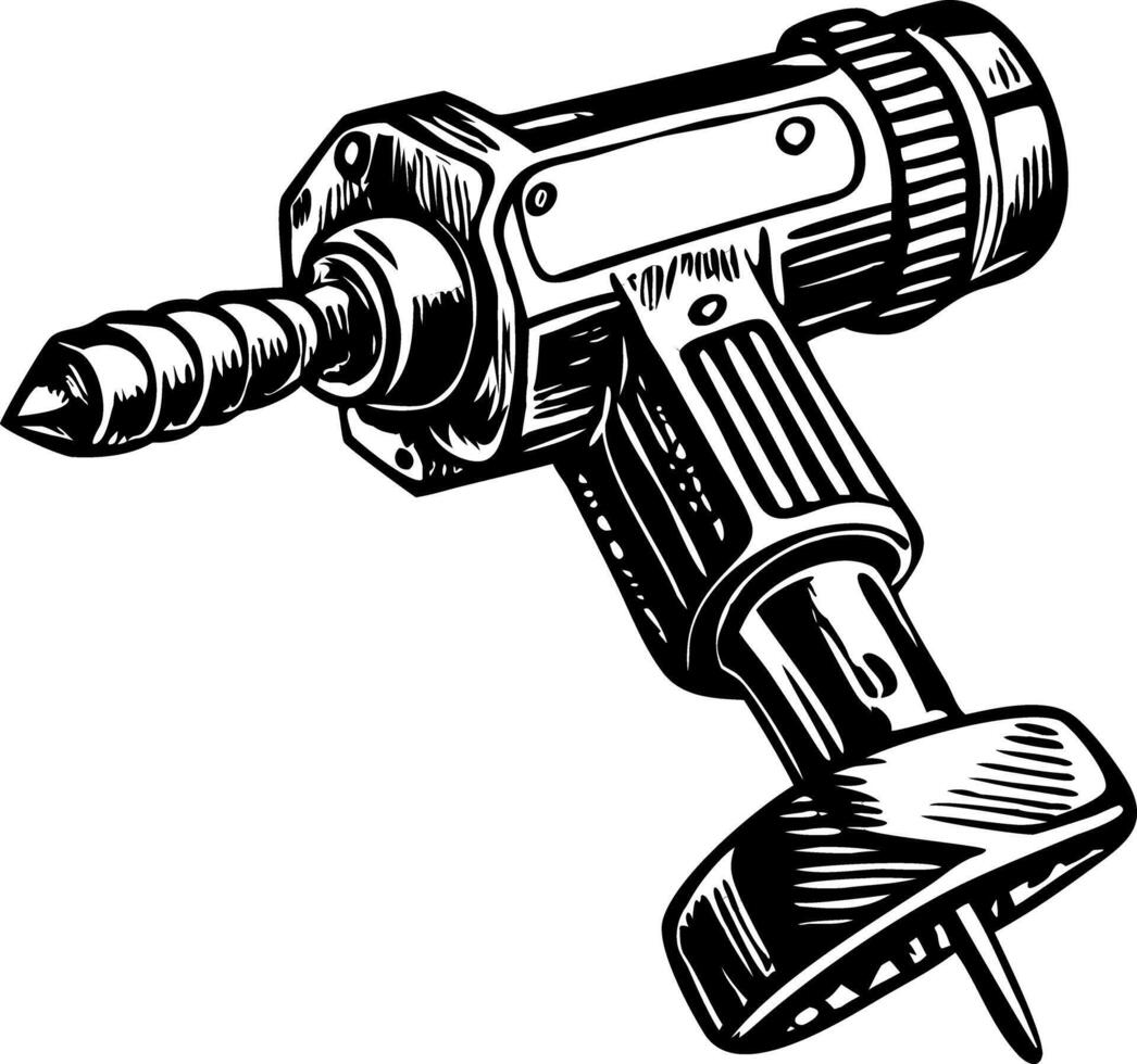 A vintage style illustration showing hand drill vector