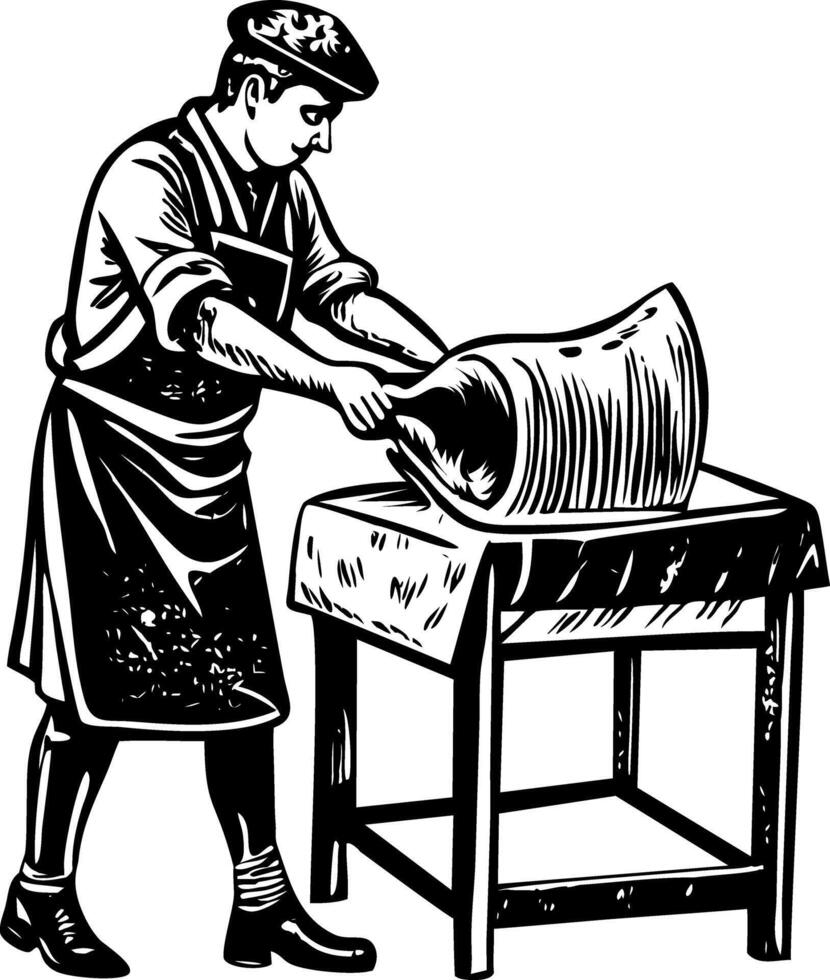 A vintage style illustration showing leather tannery vector