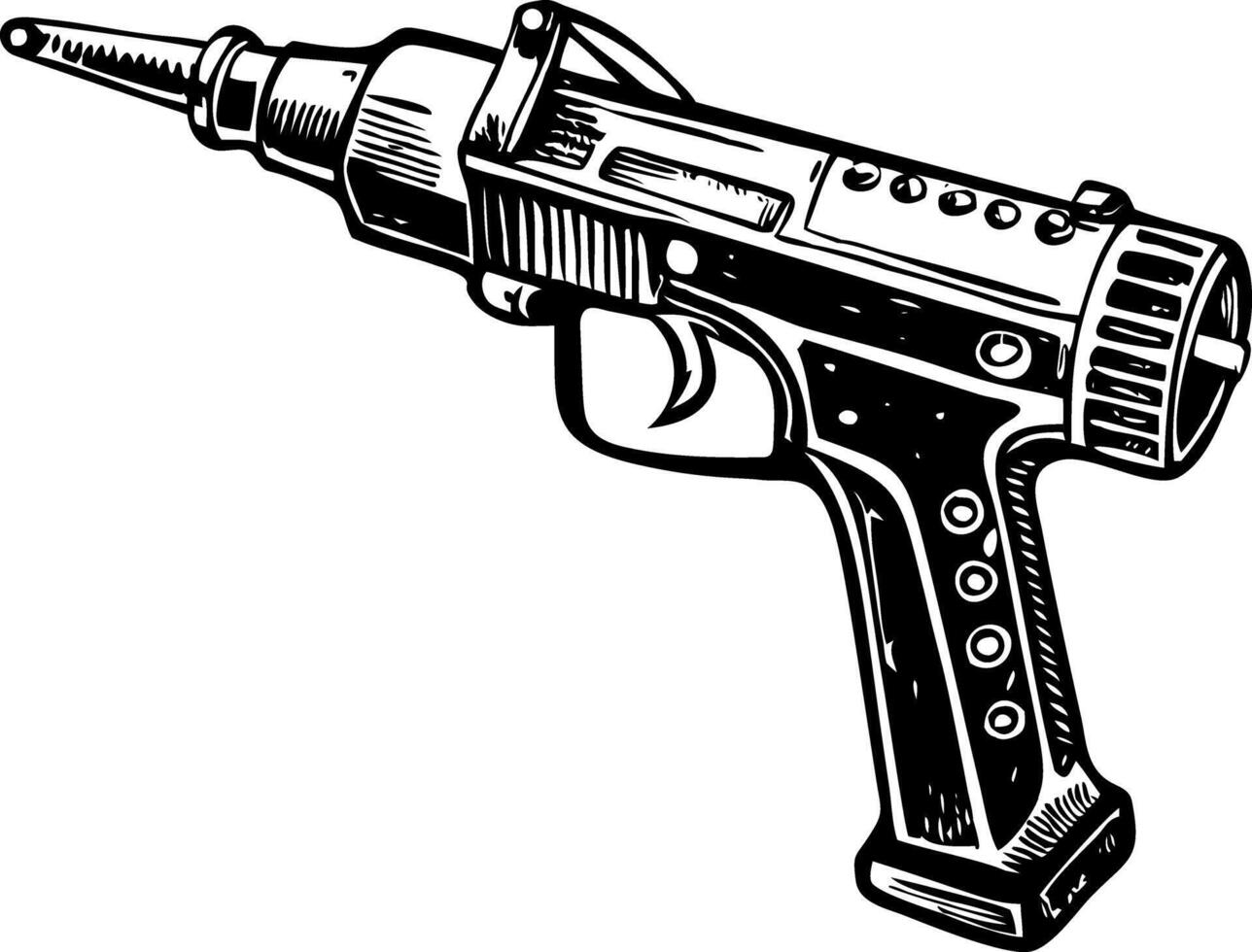 A vintage style illustration showing rivet gun vector