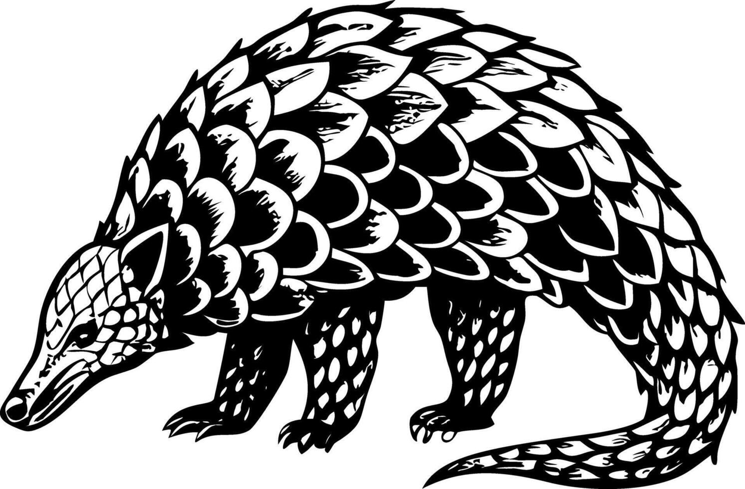 A vintage style illustration showing pangolin vector