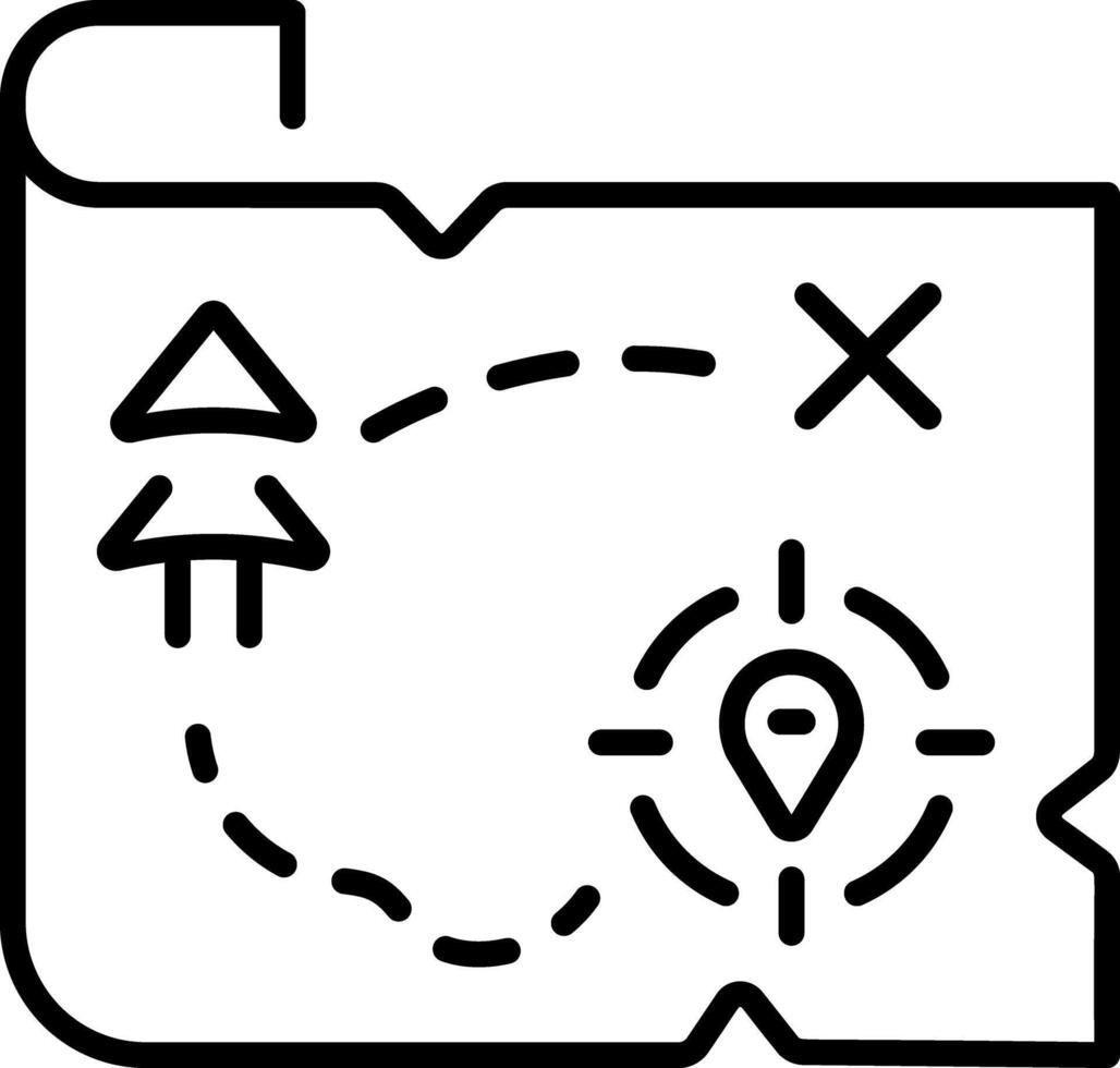 A linear style icon showing a hunting map vector