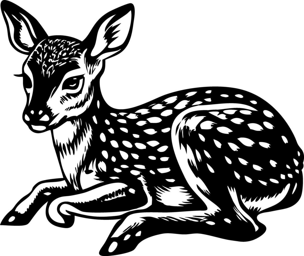 A vintage style illustration showing fawn vector