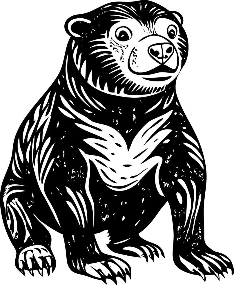 A vintage style illustration showing sun bear vector