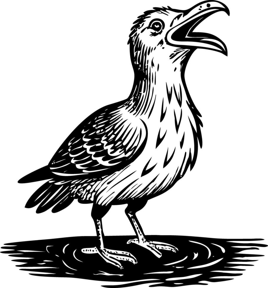 A glyph style illustration representing seagull vector