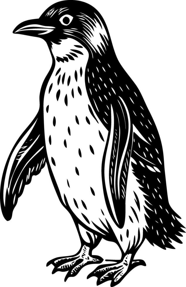 A glyph style illustration representing winter penguin vector