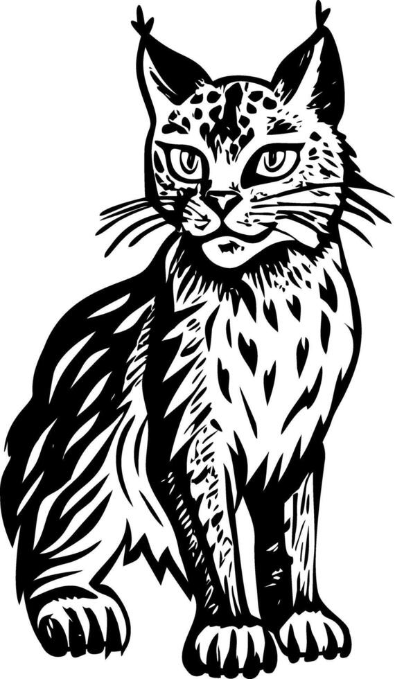 A vintage style illustration showing lynx vector