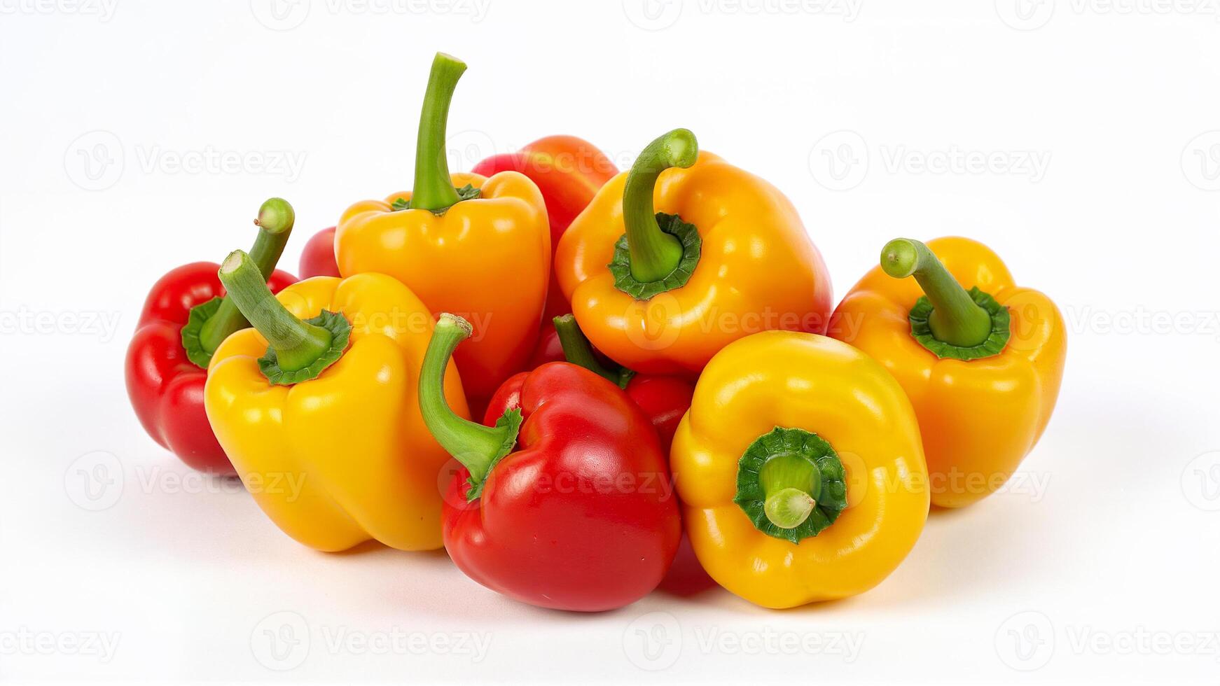 Yellow and red bell peppers isolated on a white background. Suitable for food, nutrition, and healthy eating photo