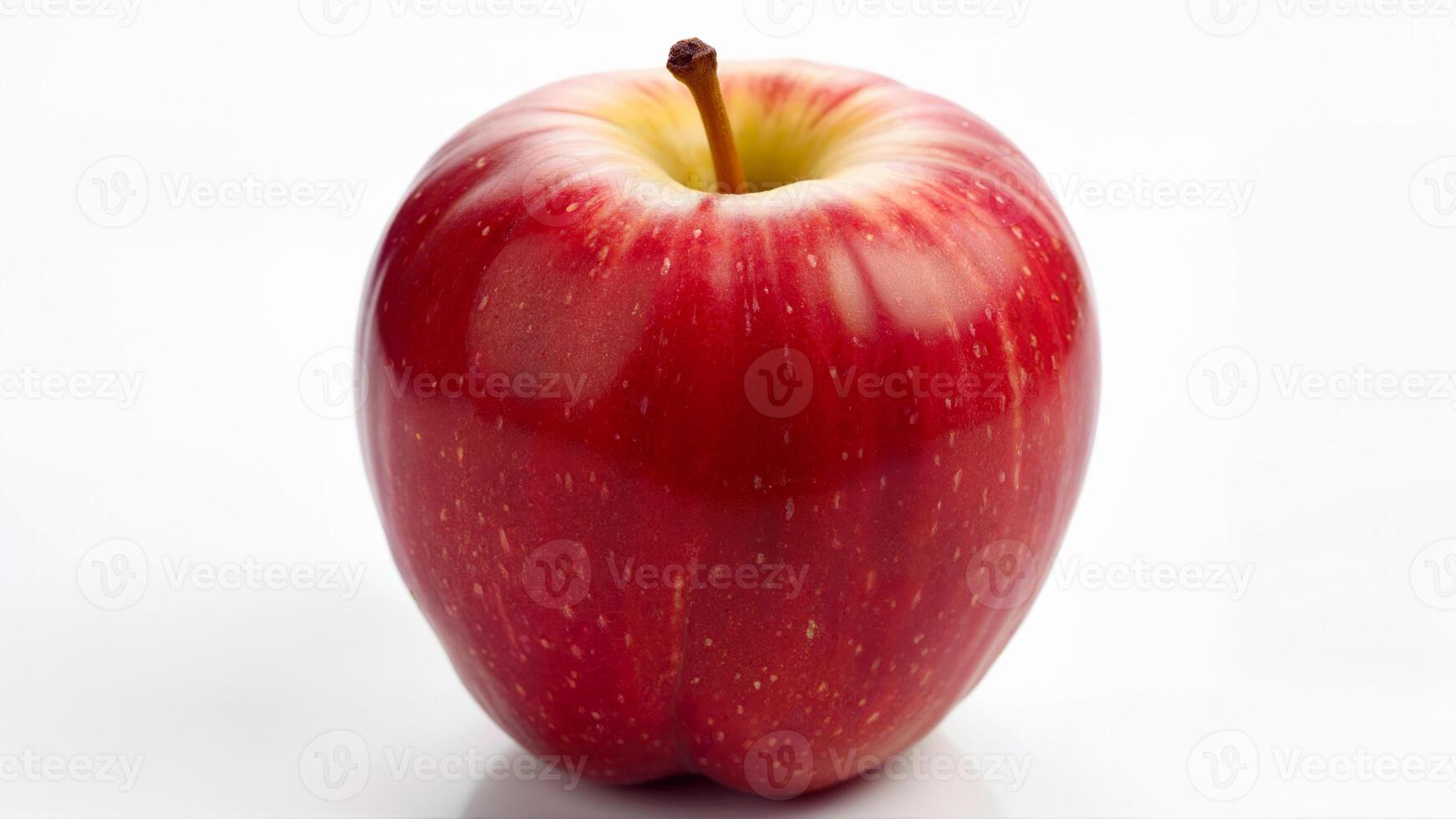 Single red Fuji apple isolated on a white background for food, nutrition, and healthy eating concepts. For illustrating fruit freshness and diet themes. photo