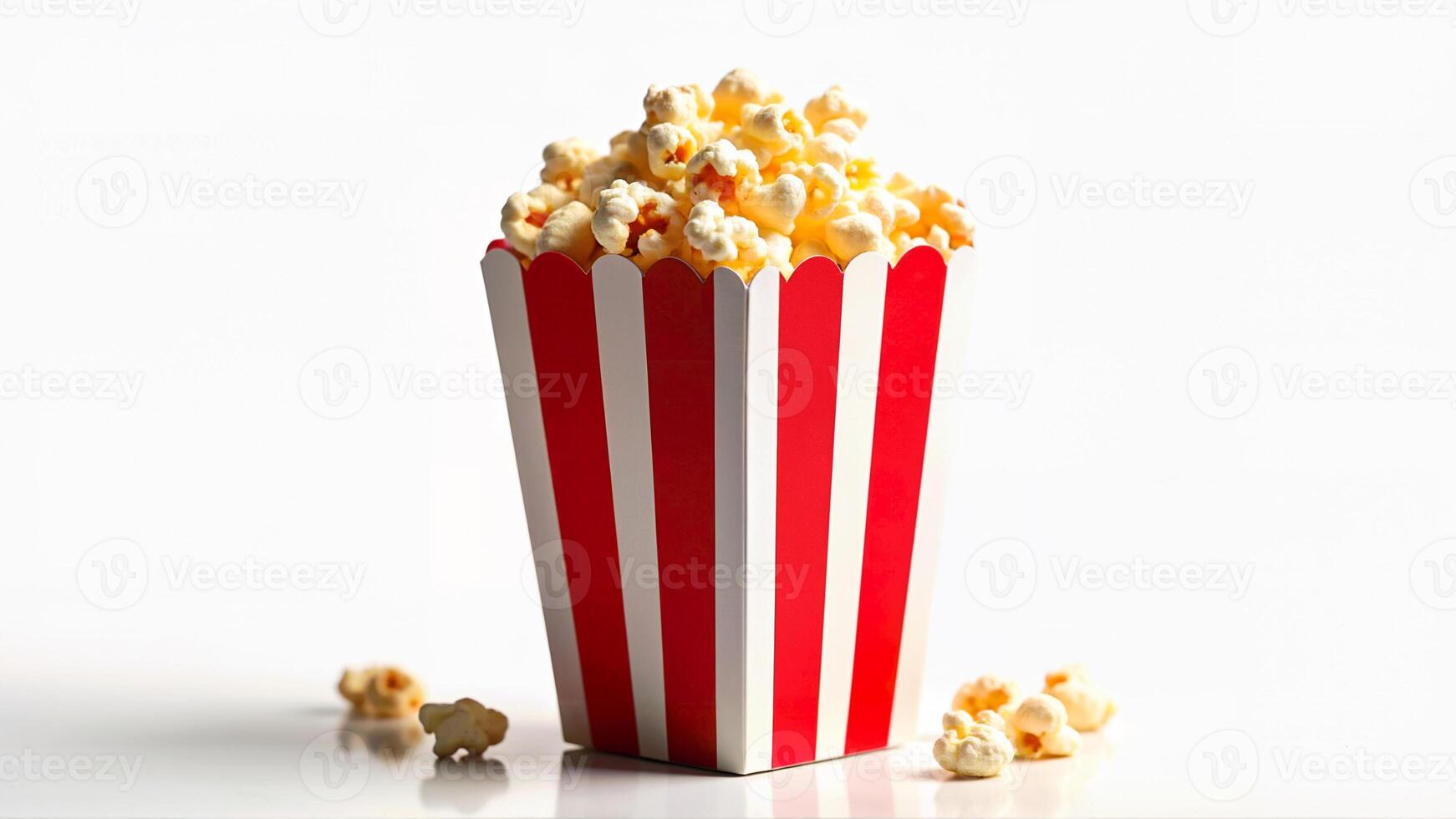 Fresh Popcorn in Red Striped Box Isolated photo