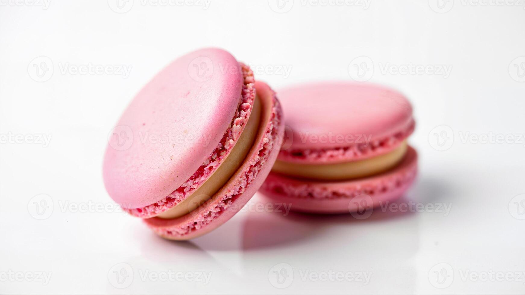 Pastel Pink Macarons Isolated on White Background photo