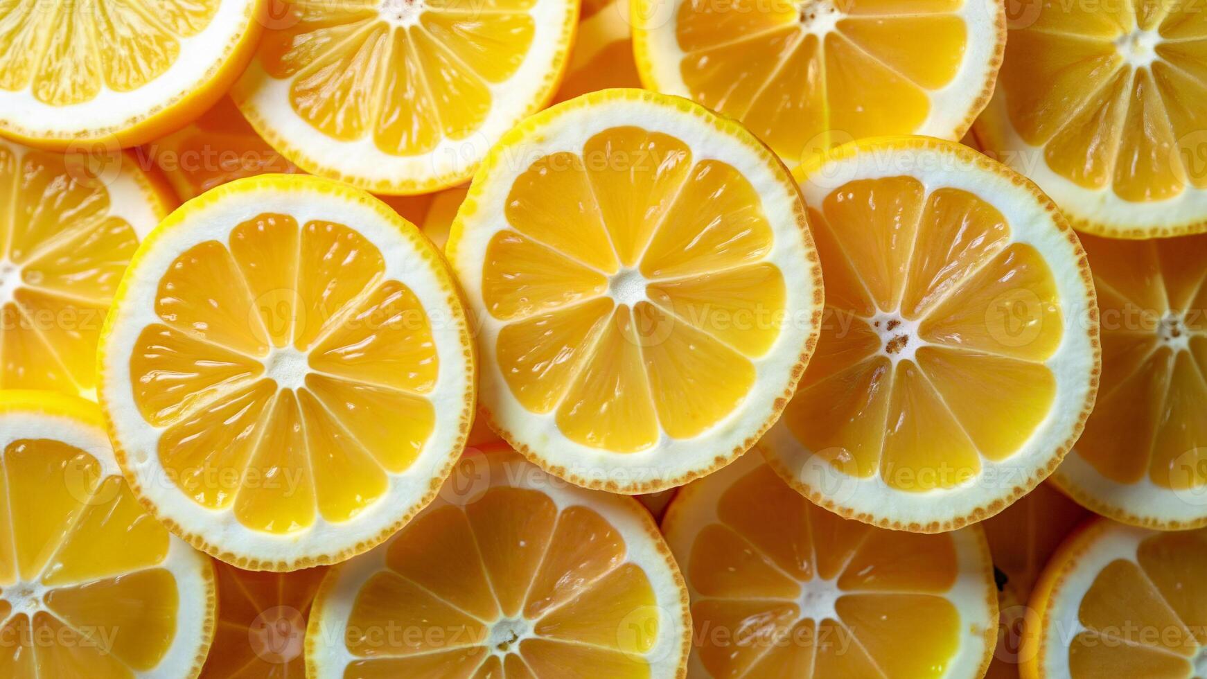 Close Up of Sliced Lemon Pieces Overlapping photo