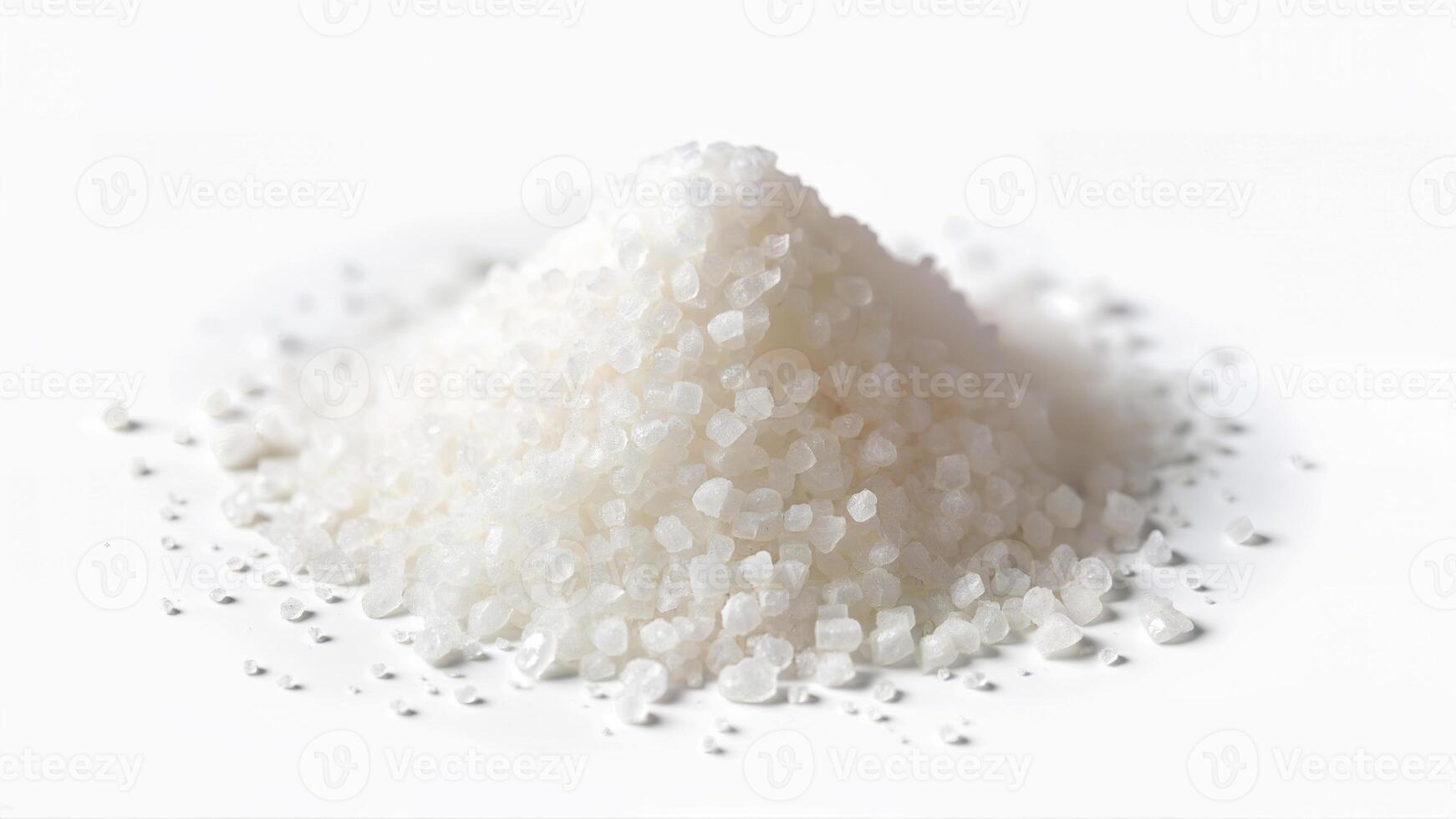 A mound of coarse salt isolated on a white background for culinary or ingredient use. For food, cooking, or seasoning context. photo